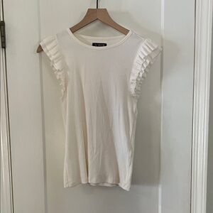 J crew Cream Ruffled Sleeve Top